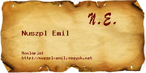 Nuszpl Emil névjegykártya